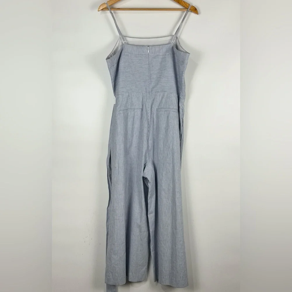 NWT Banana Republic Wide Leg Jumpsuit Nautical Pinstripe Linen Cotton Blend 12 - Picture 9 of 12
